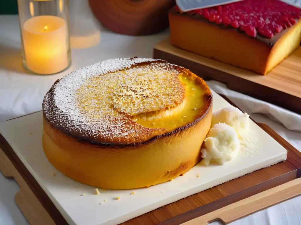 Bibingka africana postre filipino recién horneado, con costra dorada y coco rallado, emanando vapor