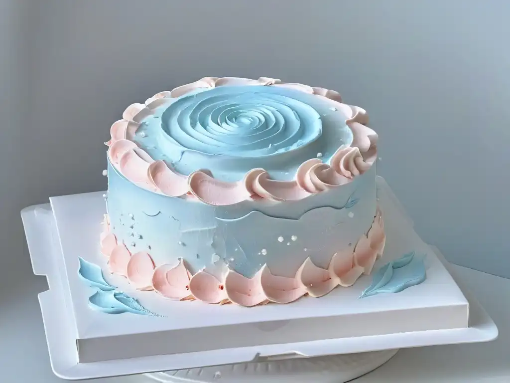 Un apasionado repostero empodera a través de la repostería, creando intrincadas decoraciones rosadas en una bella tarta blanca