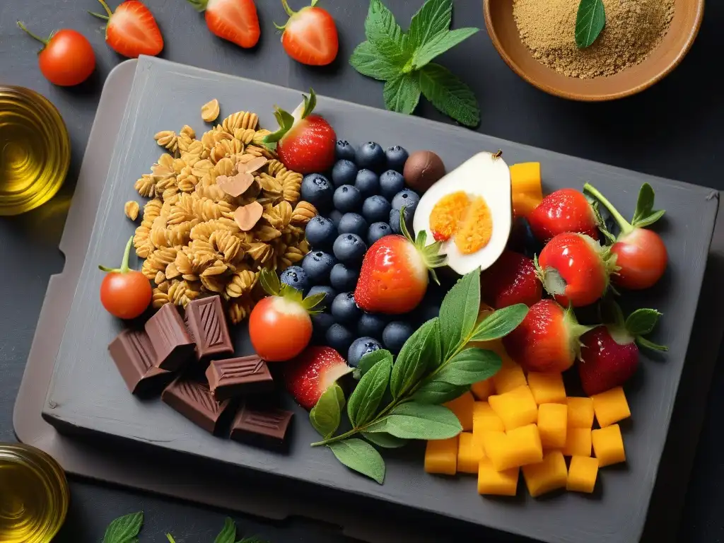 Una armoniosa combinación de sabores en repostería con ingredientes frescos y coloridos en una cocina minimalista