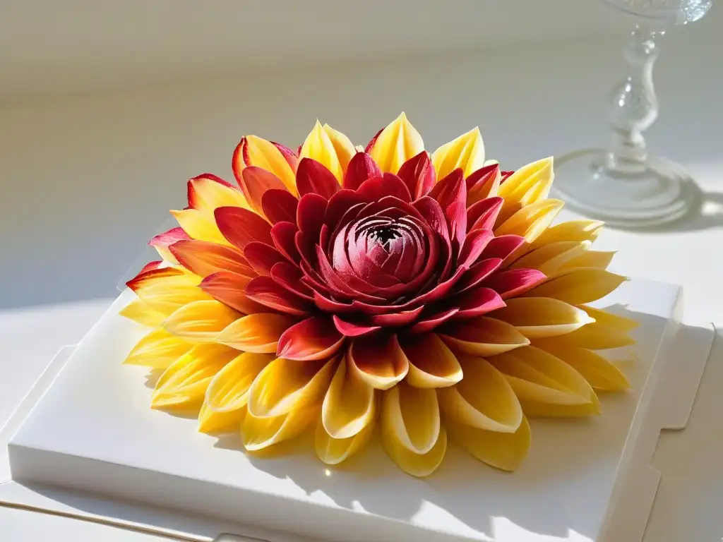 Un arreglo de flores de gelatina vibrantes y delicadas sobre un fondo blanco, mostrando la receta gelatina flores paso a paso