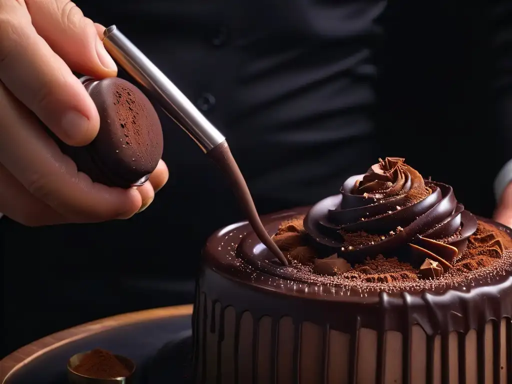 Artista chocolatero utilizando las mejores herramientas para trabajar el chocolate