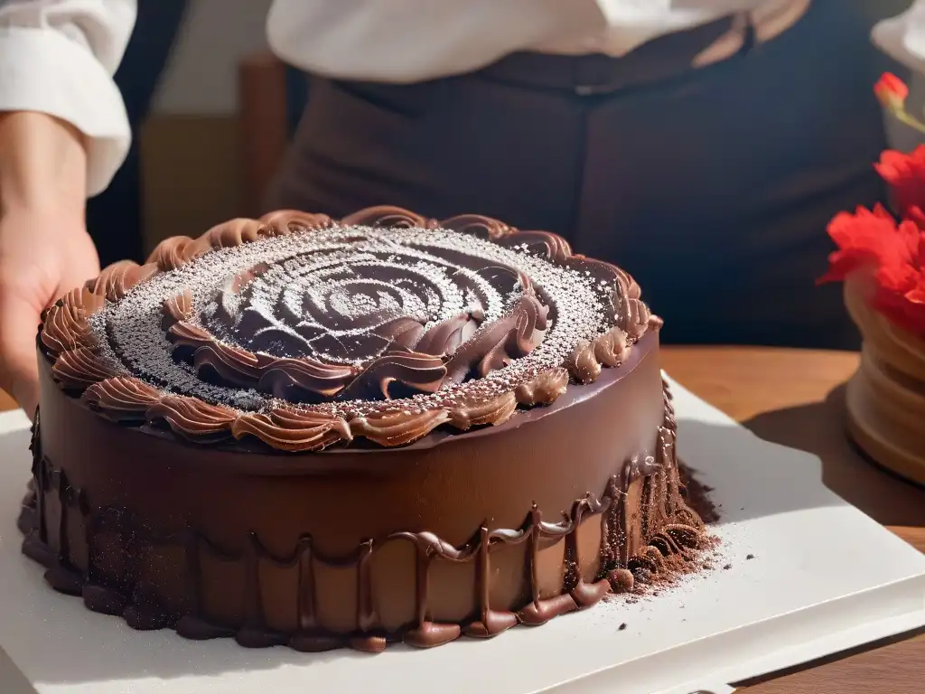 Escultura de chocolate en proceso: arte detallado y dedicación Un artista crea con destreza figuras de chocolate para principiantes, detallando cada delicado trazo con maestría y dedicación