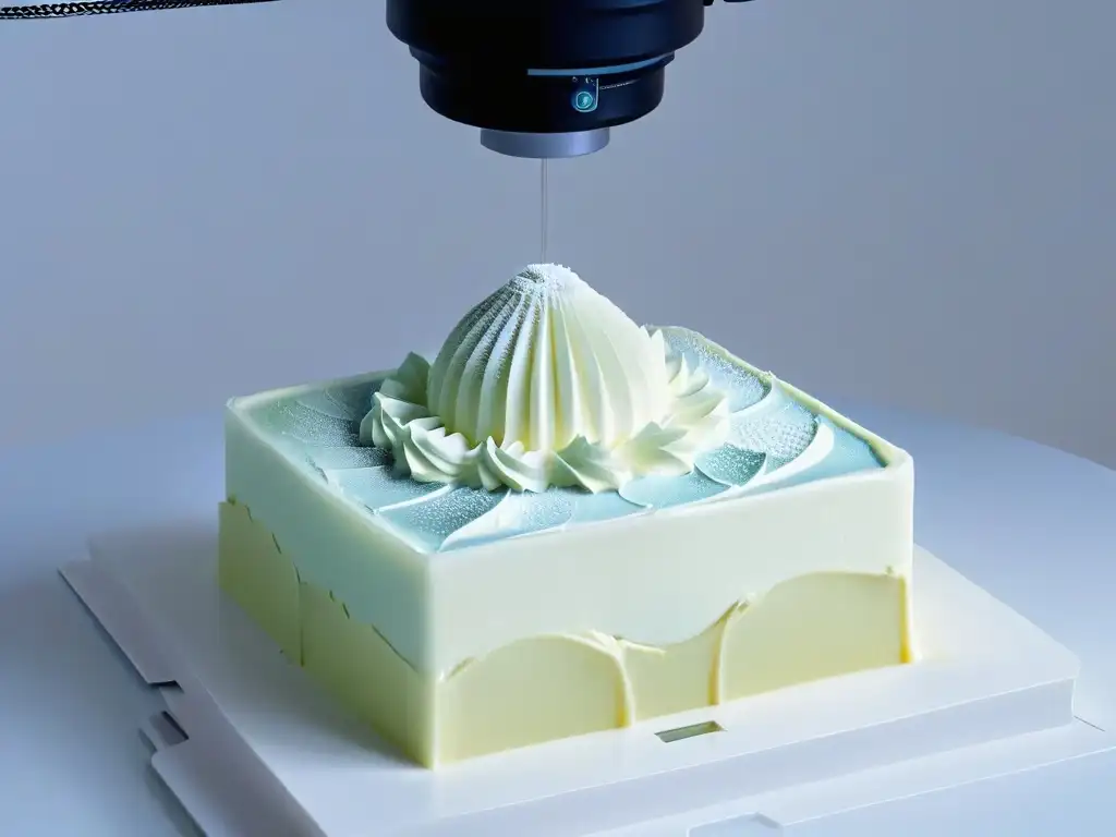 Avanzada tecnología 3D creando moldes personalizados para postres, fusionando precisión e innovación