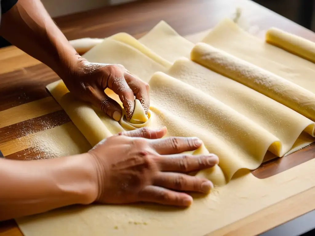 Chef experto elaborando pasta casera con precisión y destreza