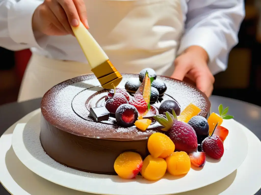 Maestro repostero fusiona arte clásico y moderno en postre gourmet Un chef pastelero fusiona repostería francesa con ingredientes innovadores, creando postres visuales y deliciosos