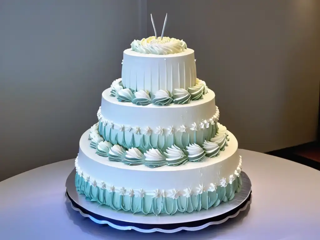 Chef repostero profesional decorando una elegante tarta de boda con precisión