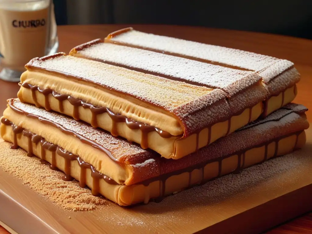 Un churro relleno de dulce de leche, crujiente y dorado por fuera, con un relleno abundante y tentador