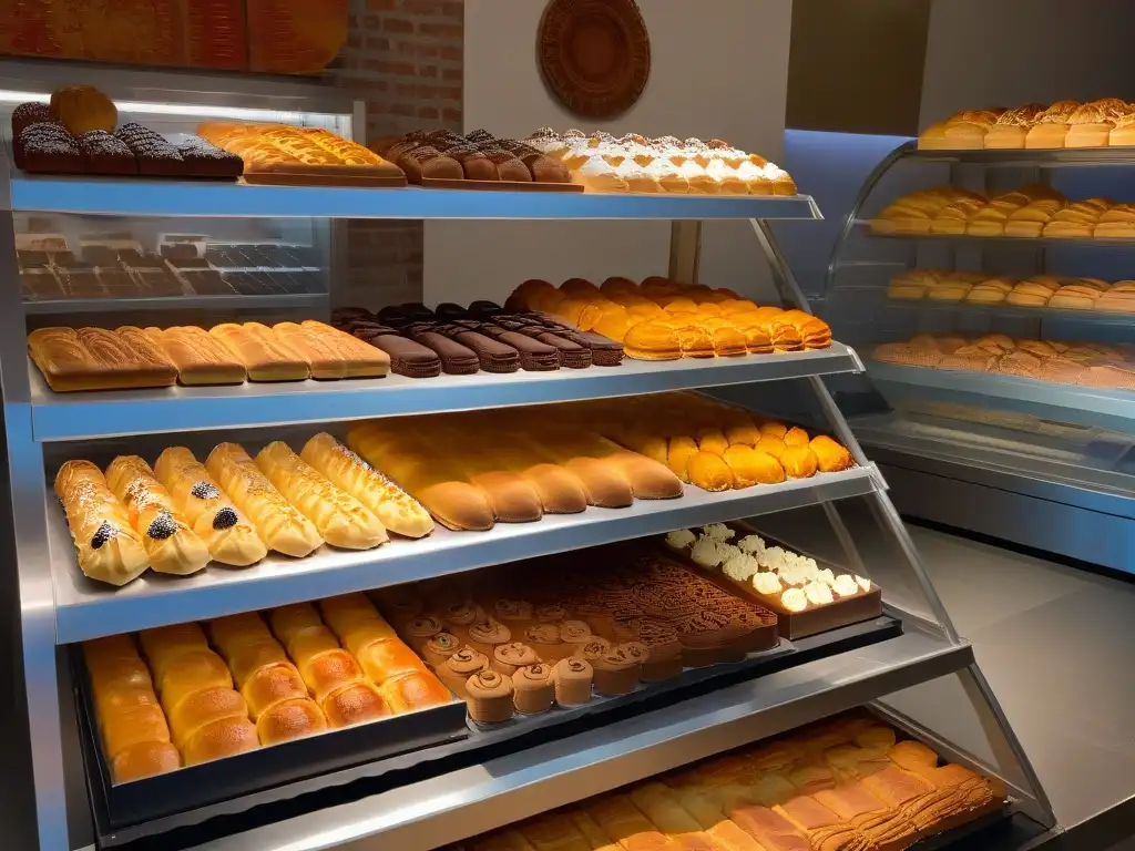 Clientes diversos disfrutan pasteles en panadería acogedora