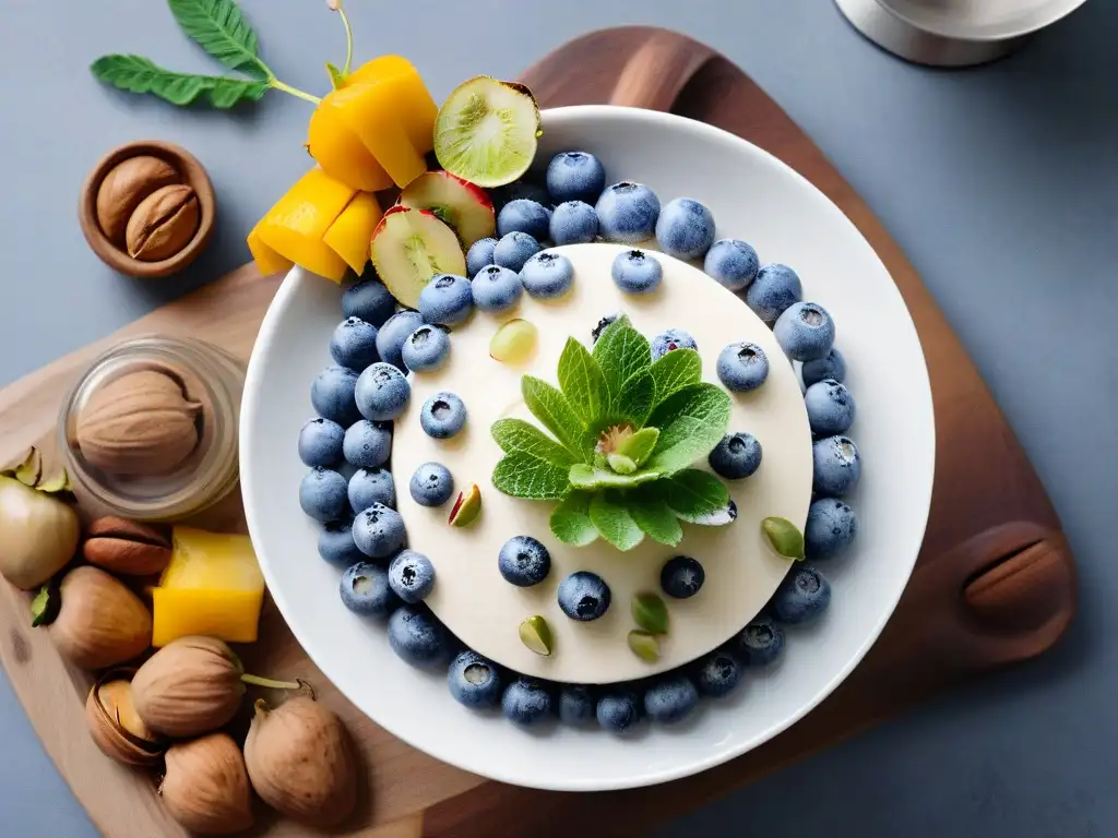 Una cocina blanca con frutas frescas y frutos secos