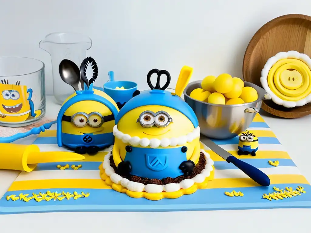 Una cocina creativa de Minions: utensilios amarillos y azules con caras y motivos de bananas