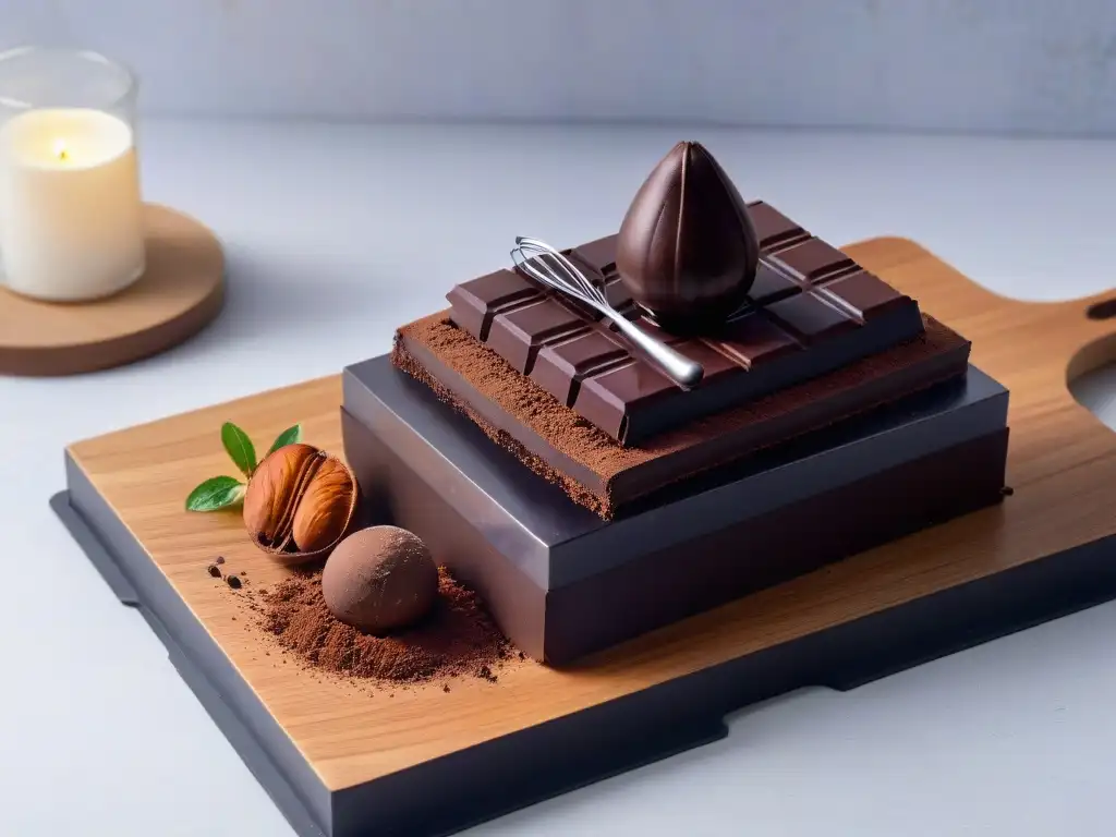 Una cocina elegante con ingredientes de chocolate premium