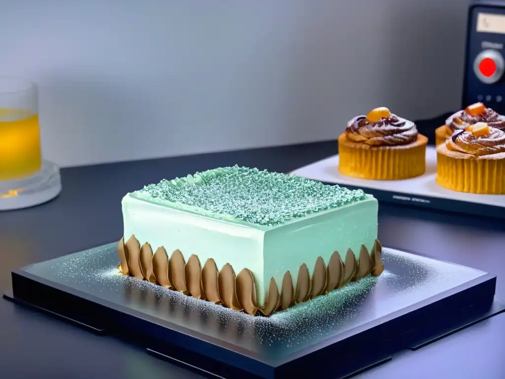 Una cocina futurista con guías de repostería vanguardistas 2023 en holografía