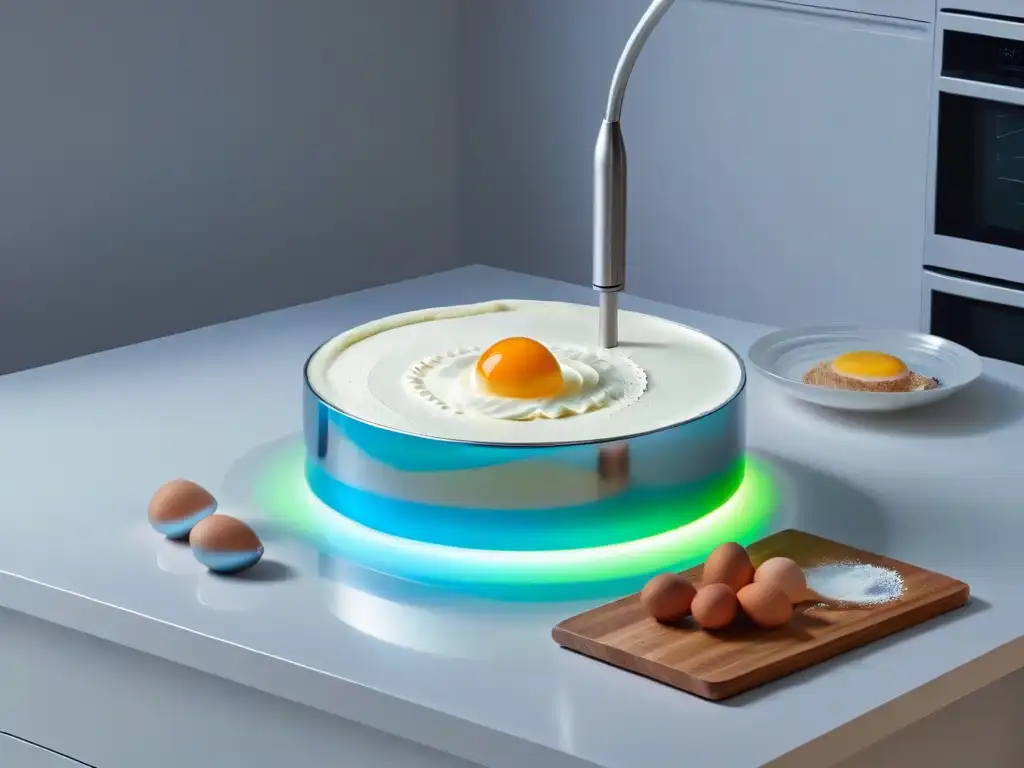 Cocina futurista con hologramas de utensilios de repostería en Realidad Aumentada