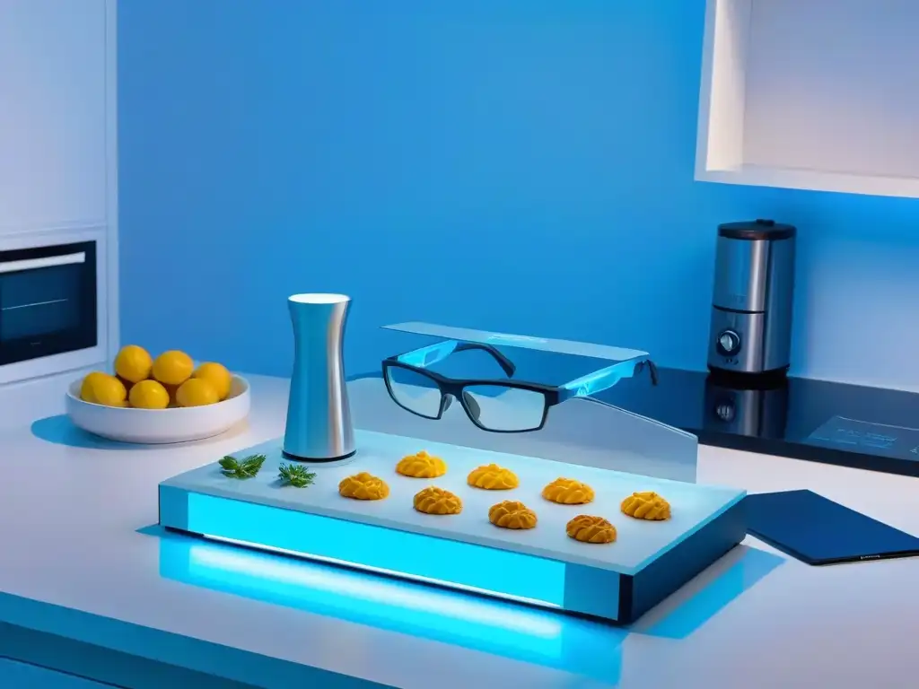Cocina futurista con utensilios de Realidad Aumentada para cursos de repostería