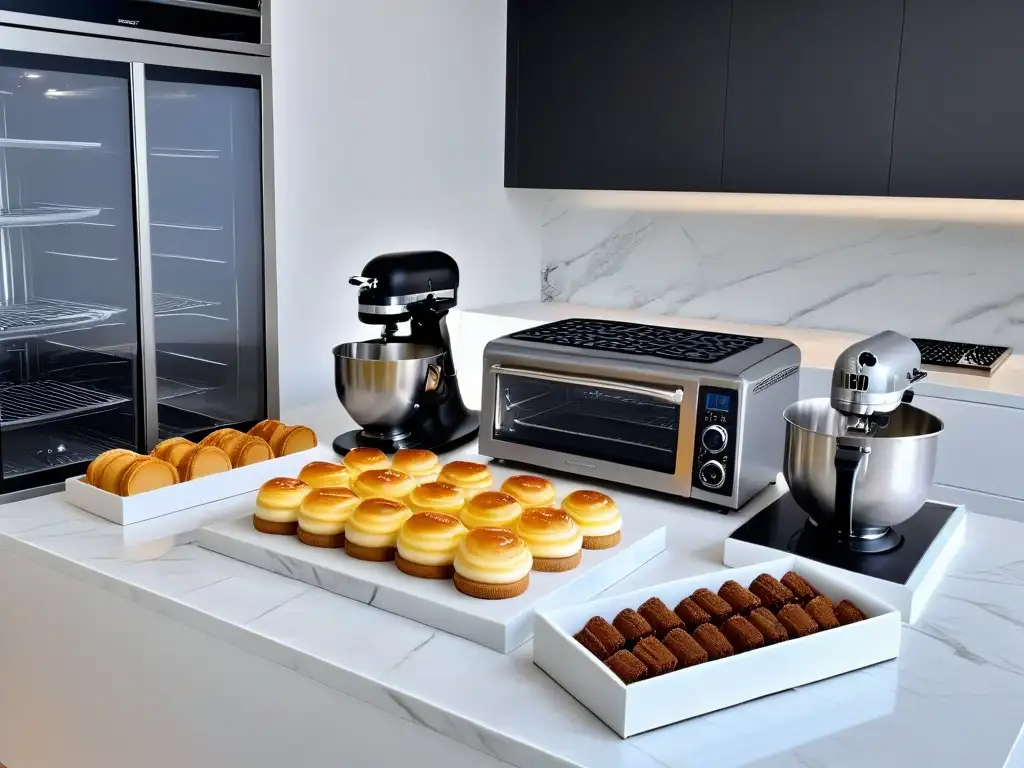 Cocina moderna con equipamiento de repostería de alta gama y tendencias actuales