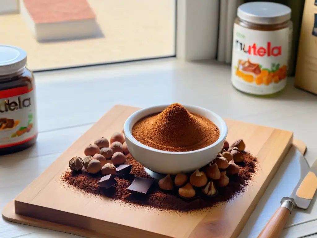 Una cocina moderna con ingredientes para hacer receta nutella vegana casera