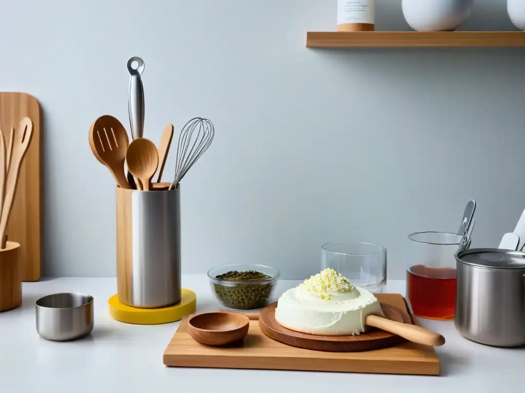 Encantadora cocina ecofriendly con utensilios veganos Una cocina moderna con utensilios repostería vegana eco-friendly en armonía y elegancia