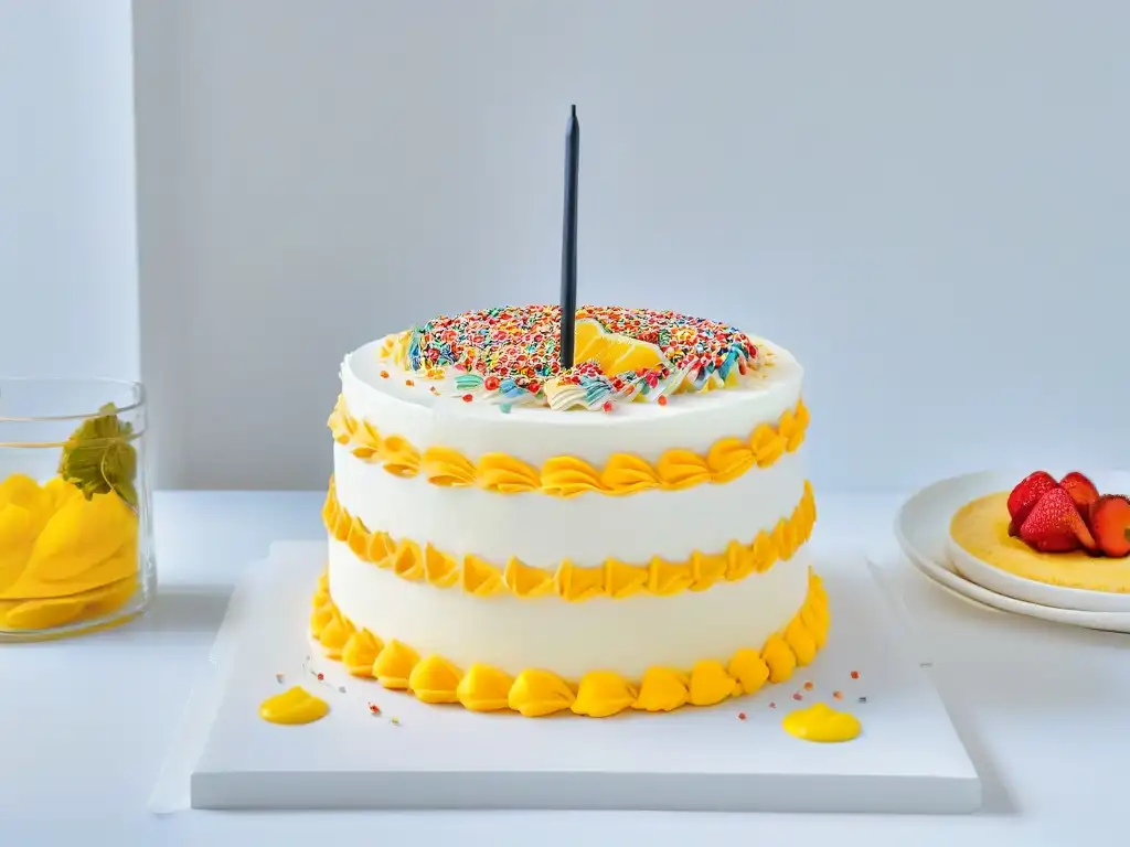 Pastelería de precisión: Certificaciones en arte culinario Una cocina moderna con utensilios de repostería organizados y una torta decorada en la isla de mármol