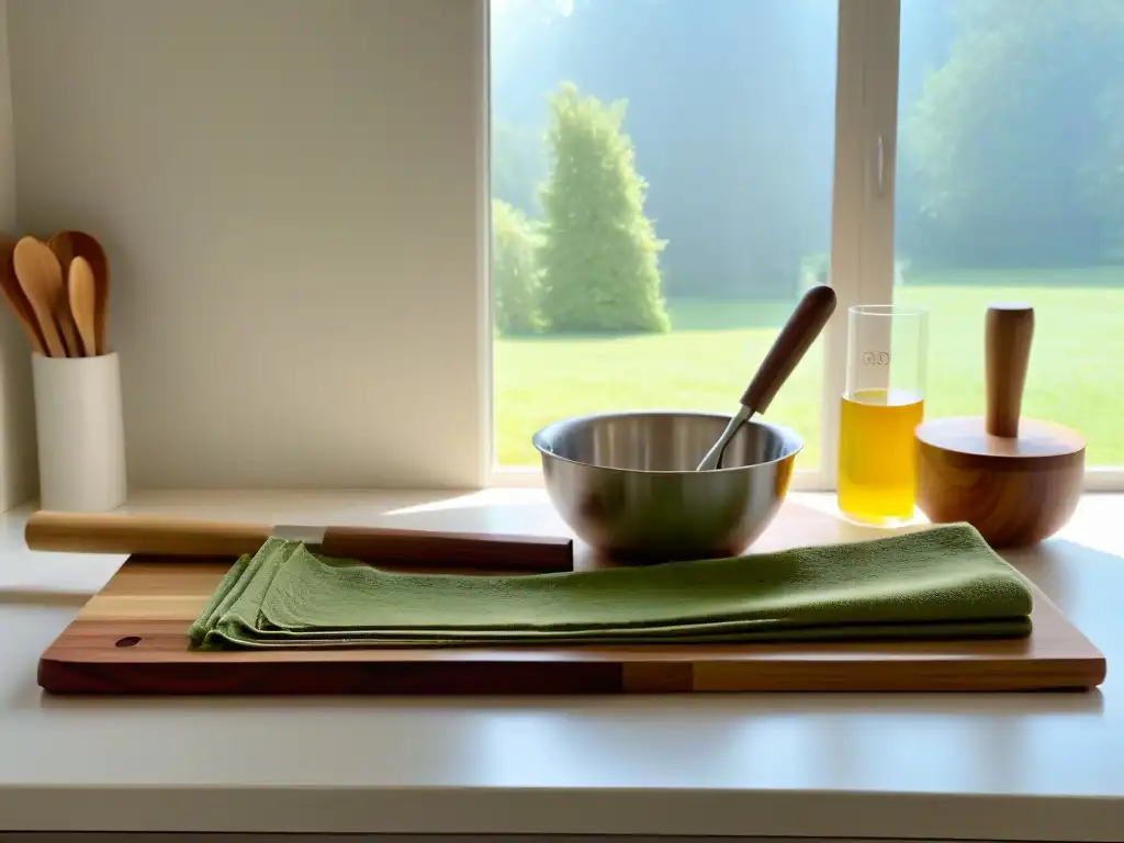 Encantadora cocina sostenible para hornear Cocina sostenible con utensilios de repostería, tendencias alimenticias sostenibles repostería