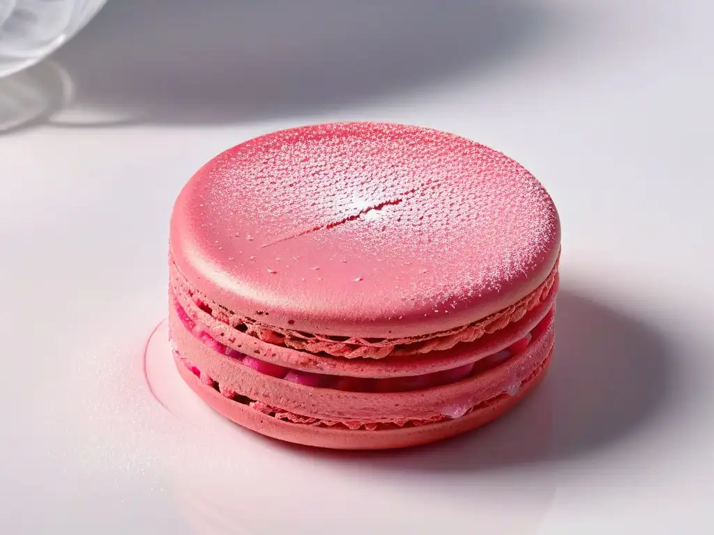 Interacción de colores y sabores en un exquisito macaron de frambuesa: postre arte