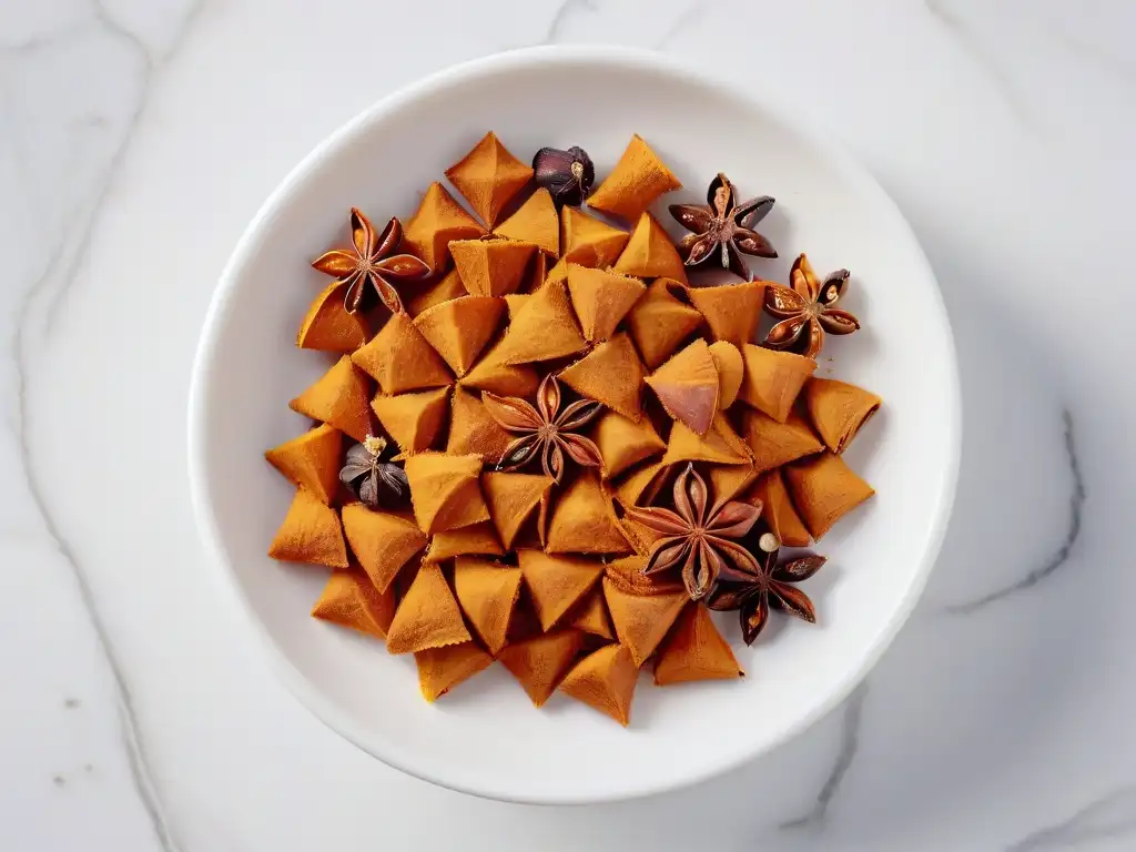 Exquisitas especias: aroma y color en alta definición Una composición minimalista de especias vibrantes y aromáticas en mármol blanco, potenciando sabor postres con especias