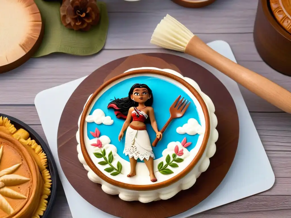 Conjunto de utensilios de cocina para repostería temática Moana, detallados y coloridos