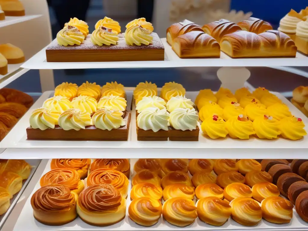 Consejos destacar pastelería ferias: Detalle de exquisita exhibición de repostería en feria local
