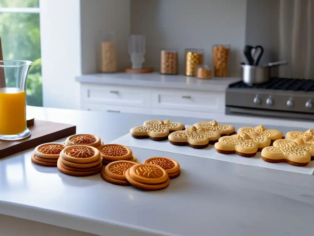 Cortadores de galletas de alta gama brillan en cocina moderna bajo luz natural