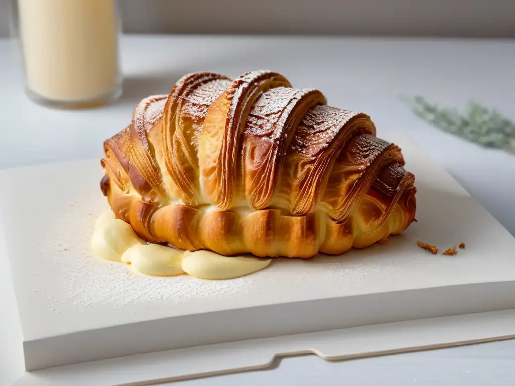 Un croissant dorado perfectamente horneado con beneficios mantequillas europeas para repostería