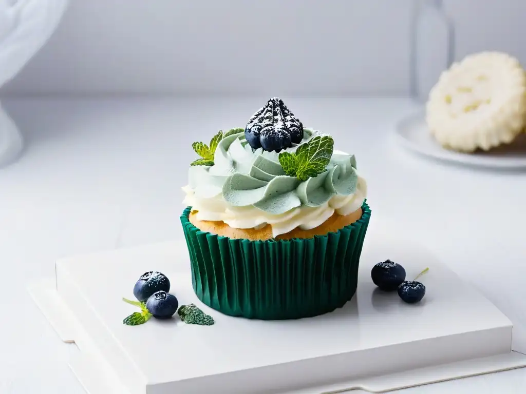 Un cupcake sin gluten, decorado con detalle y creatividad, ideal para intolerancias alimentarias