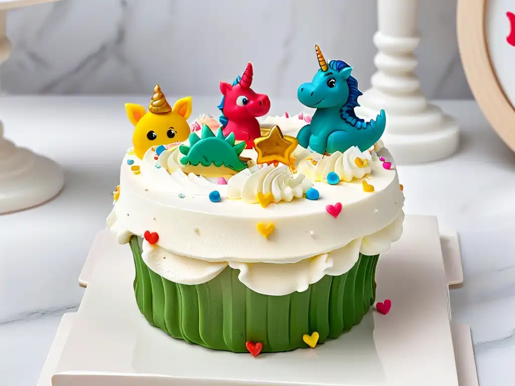 Un cupcake temático para fiestas infantiles con detalles detallados y coloridos en fondant