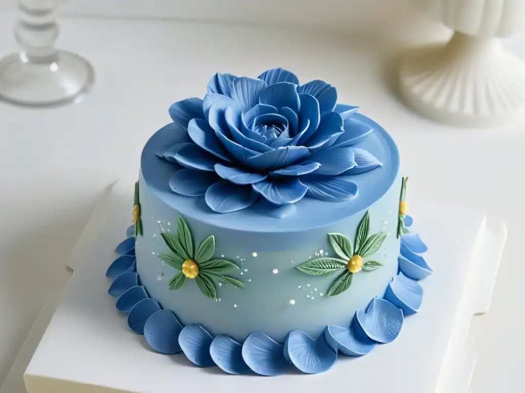 Una decoración de postre de lujo con flor de azúcar impresa en 3D, detallada y elegante