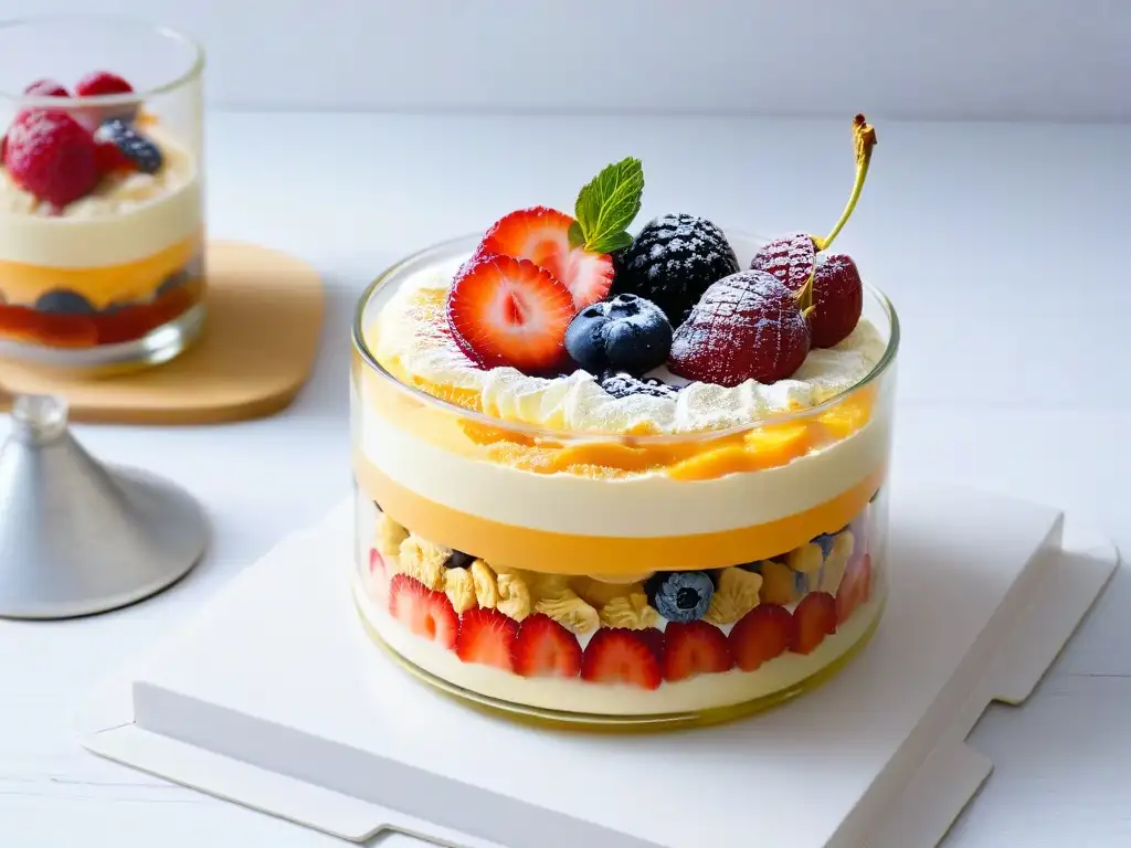 Un deleite para la vista: postres en copa originales con capas vibrantes de frutas frescas, cremas y crujientes toppings