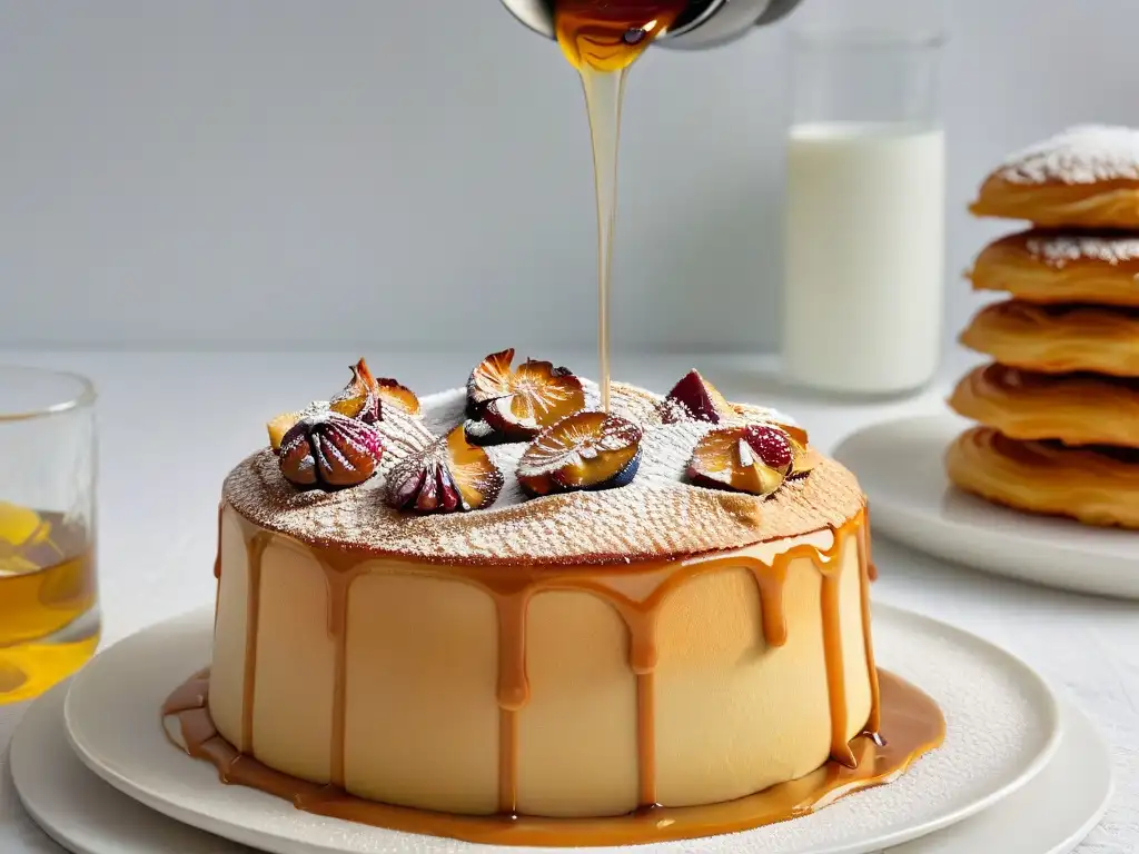 Un deleite visual: sirope de yacón dorado sobre exquisitos pastelitos recién horneados