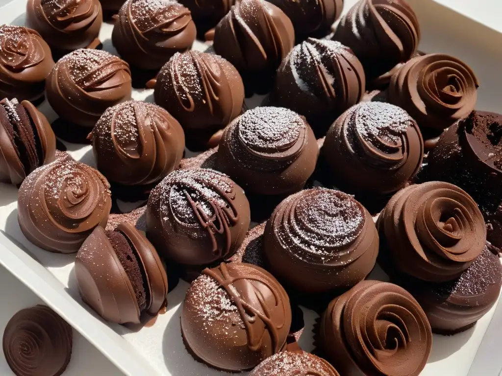 Delicada cascada de chocolate sobre trufas, un arte culinario que puedes aprender en cursos online repostería chocolate certificaciones