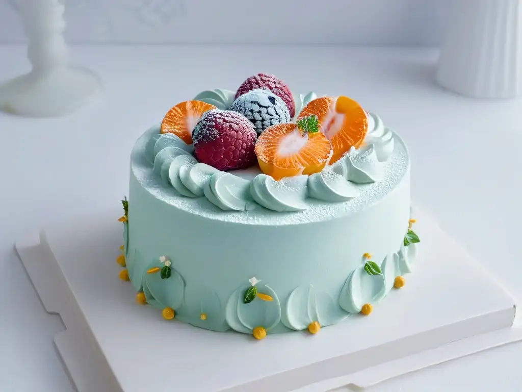 Dulce obra de arte: exquisita repostería moderna Delicada decoración en pastel moderno, técnicas modernas de repostería en colores suaves