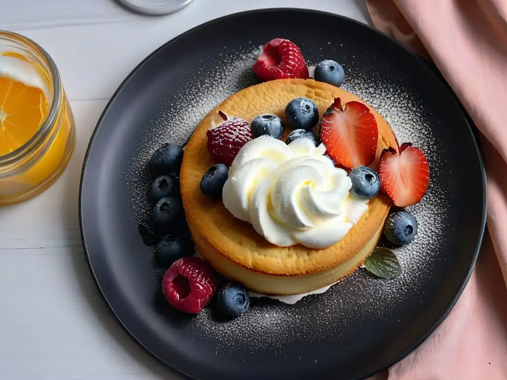 Delicioso biscuit keto con frutos rojos y crema Delicada repostería keto para ocasiones especiales: crujiente galleta de almendra con crema y frutos rojos
