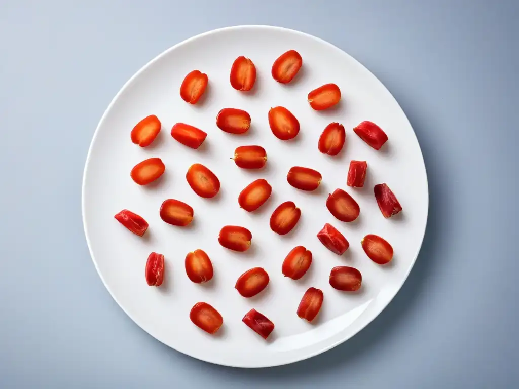 Delicadas bayas de goji rojas en un plato blanco, perfectas para repostería