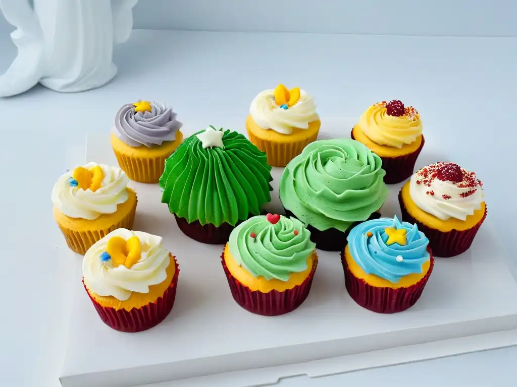 Delicadas cupcakes sin gluten para niños, decoradas con colores vibrantes y divertidos detalles