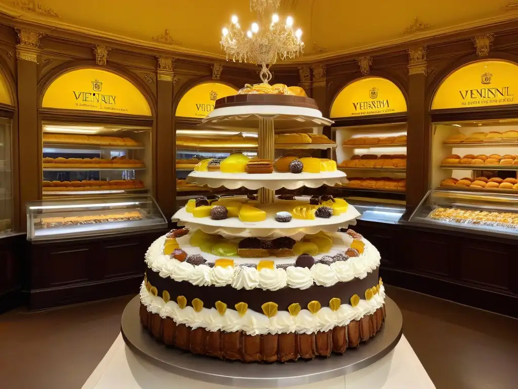 Delicadas delicias en una elegante pastelería vienesa, exhibiendo los mejores reposterías Viena tradicionales