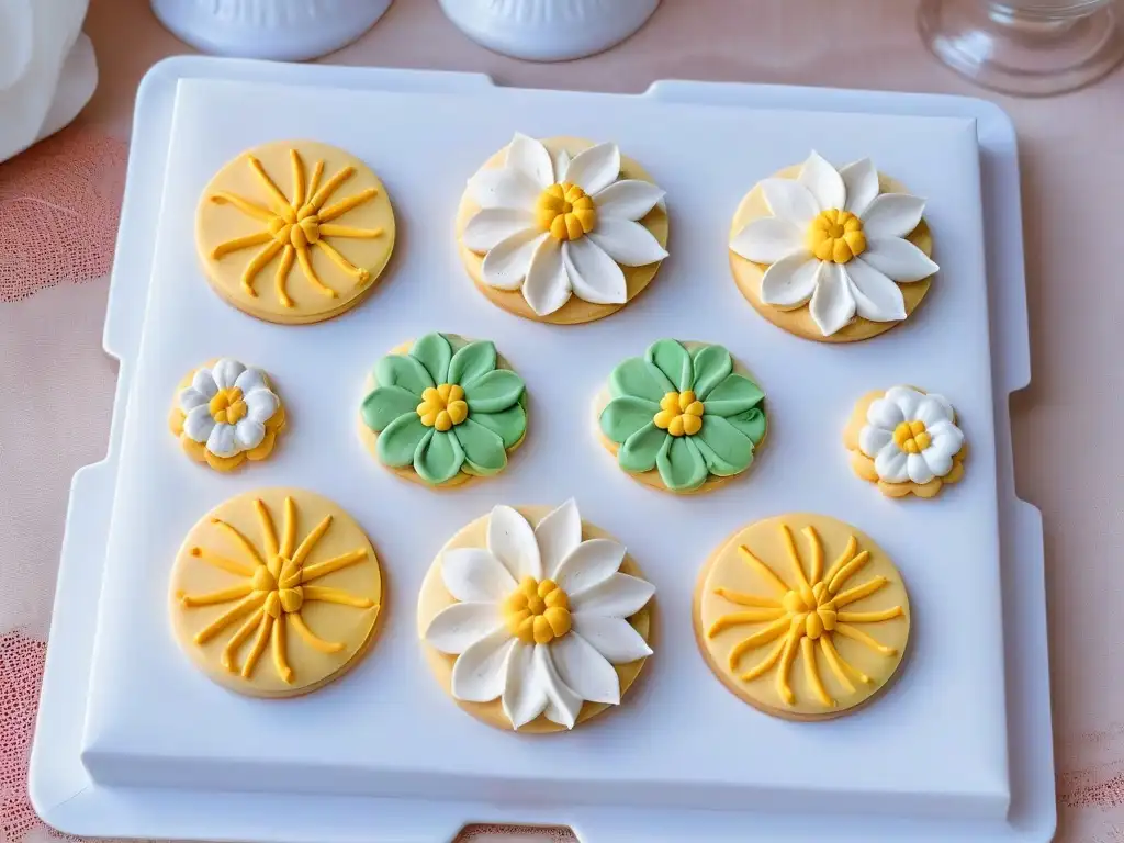 Delicadas flores y encajes de royal icing en galletas decoradas, técnicas avanzadas de royal icing