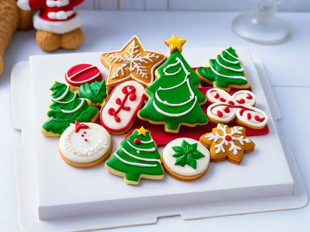Deliciosas galletas navideñas sin azúcar ni carbohidratos en plato moderno Delicadas galletas navideñas sin azúcar ni carbohidratos en elegante bandeja