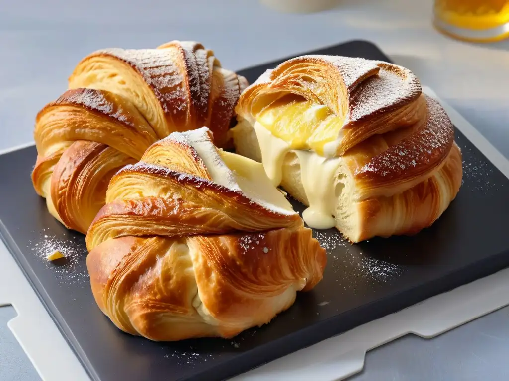 Delicado croissant dorado con textura esponjosa y glaseado de miel