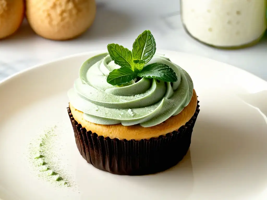 Delicado cupcake de baja calorías con endulzantes naturales, en elegante presentación