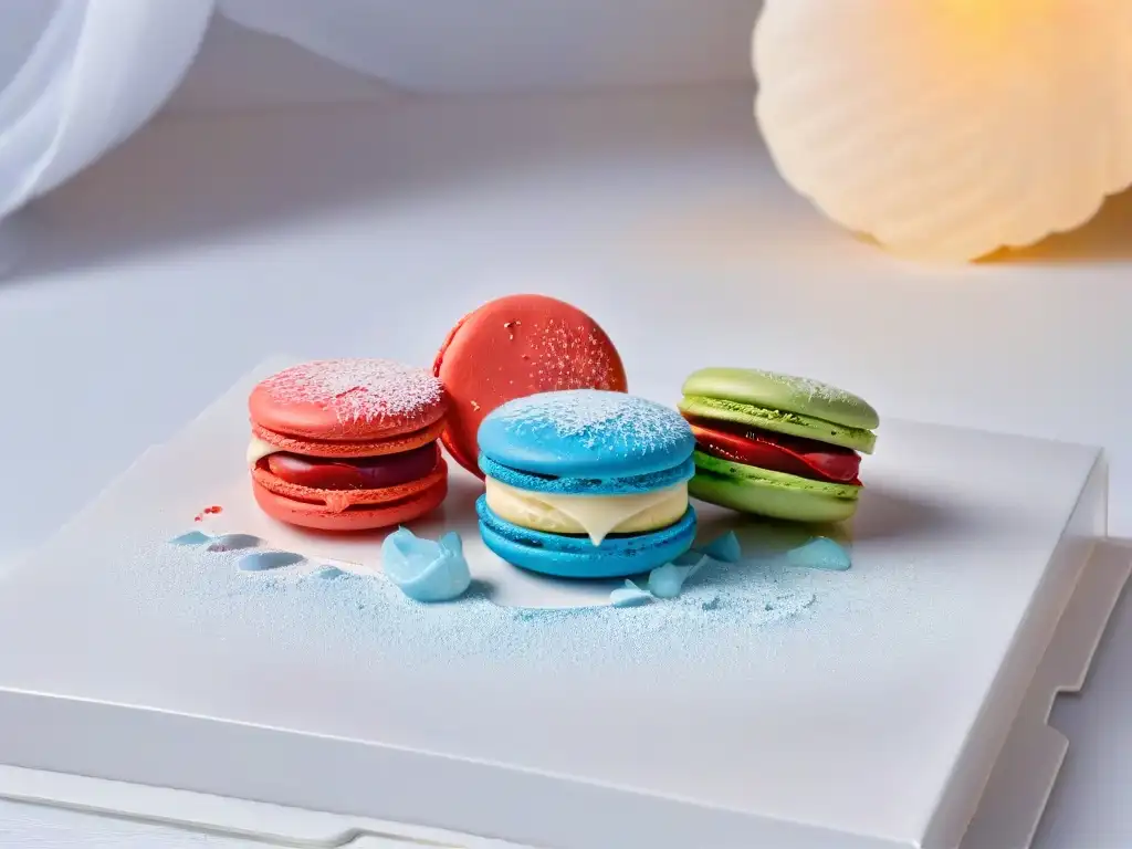Delicado macaron decorado: arte en repostería Delicado macaron decorado, vibrante y detallado, reflejo de la artesanía en repostería global tendencias mundo