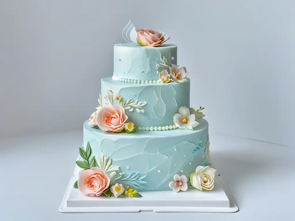 Un delicado escaparate de pasteles decorados con exquisitos detalles en tonos pastel