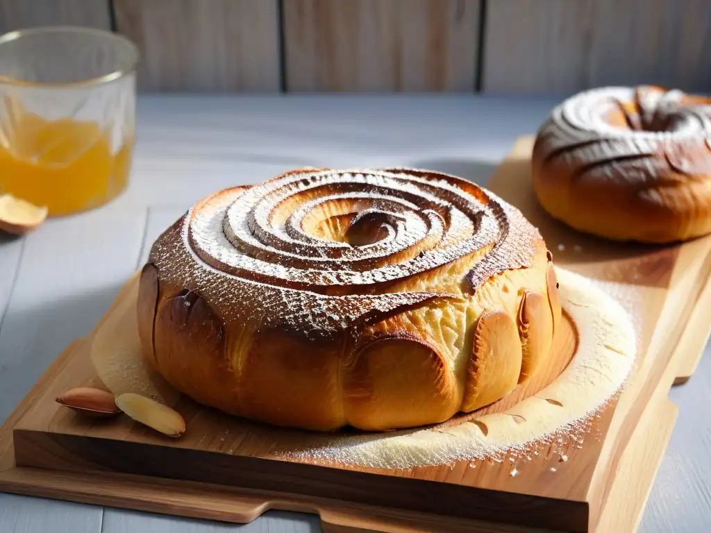 Delicioso Kouglof recién horneado en mesa rústica Delicado Kouglof recién horneado en mesa rústica, detalle de repostería alsaciana