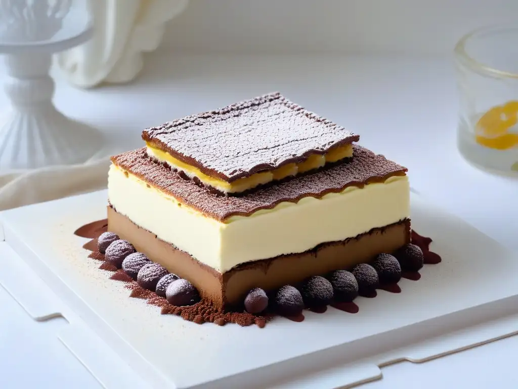 Delicado tiramisú italiano en elegante presentación