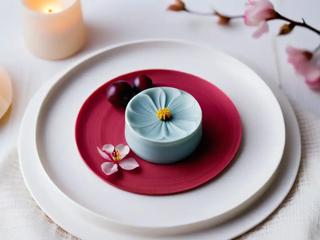 Delicado wagashi japonés con flor de cerezo, evolución repostería japonesa impacto global