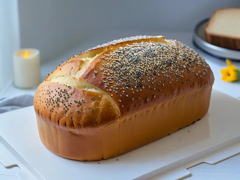 Delicado pan recién horneado con semillas de amapola en repostería